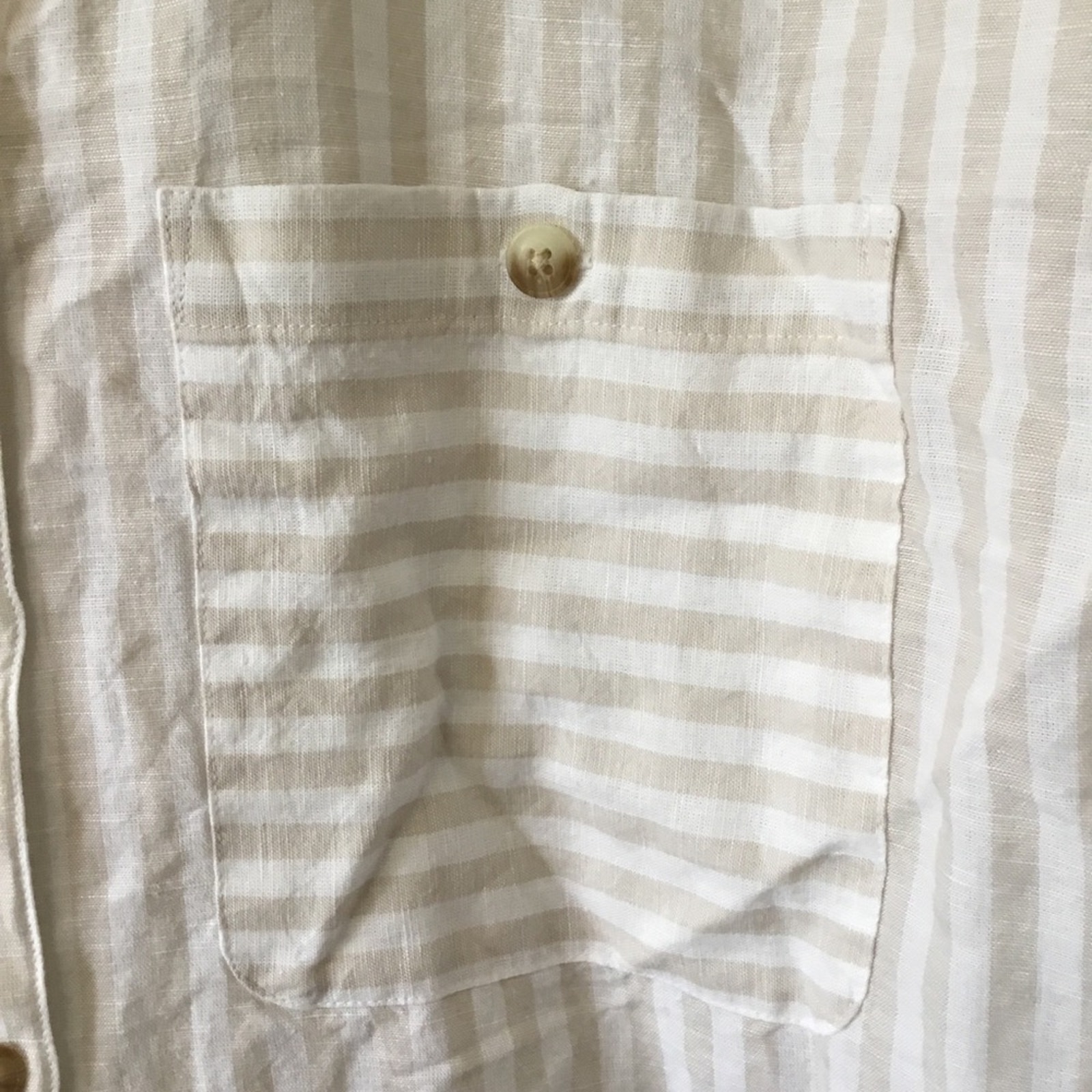 Upwest Cream And White Striped Button Shirt — image 6 of 8